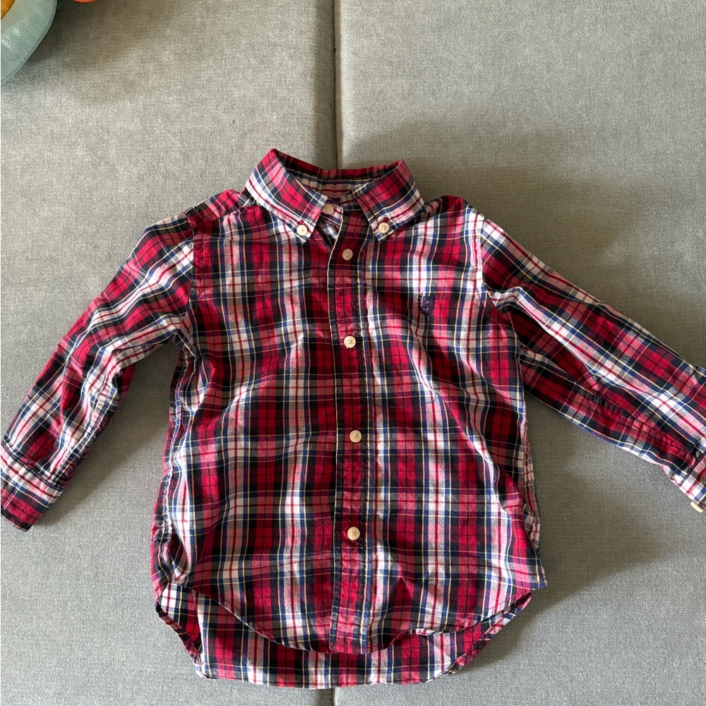 Chaps Red and Blue Plaid Button Down Shirt